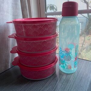Tupperware Big Wonder large bowls 4 Piece Set 700ml and 25oz bottle